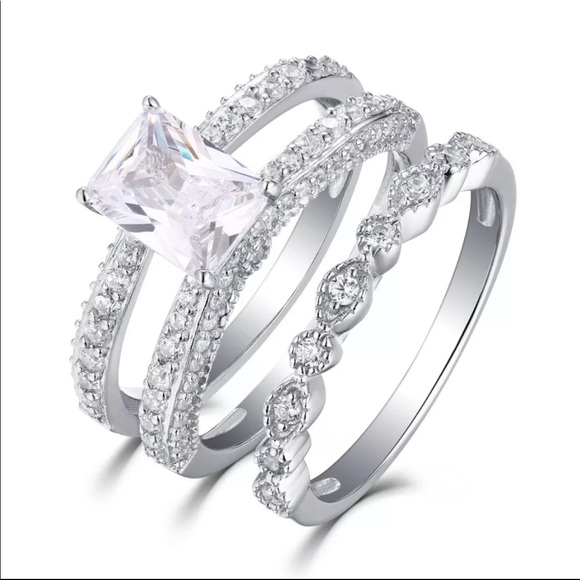 New 2 pc 925 Silver Stackable Diamond Ring 💍 - Picture 3 of 6